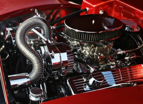 chromed muscle car engine